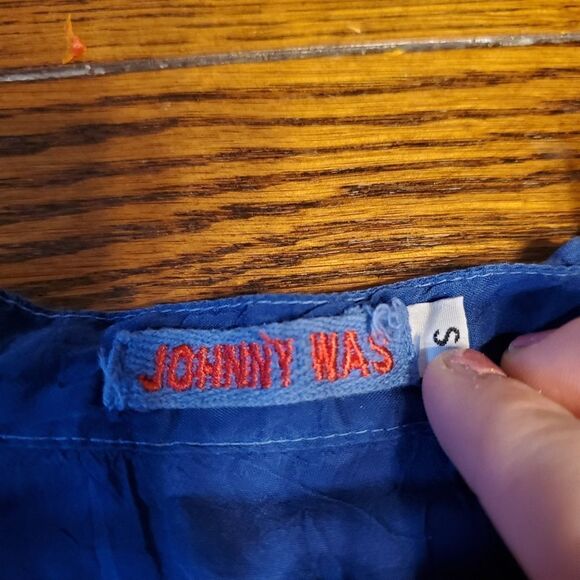 Johnny Was Victoria Blue feather blouse size small - Picture 5 of 7